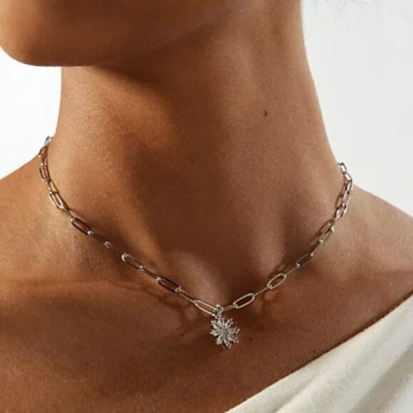 Urban Outfitters Jewelry - NWT Urban Outfitters Rhinestone Flower Paperclip Necklace